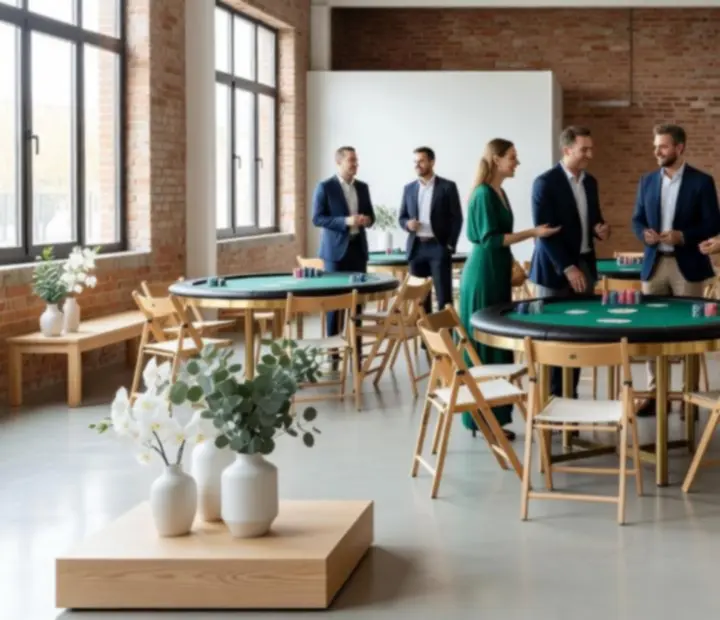 Loft prostor připravený na firemní event se světelným designem
